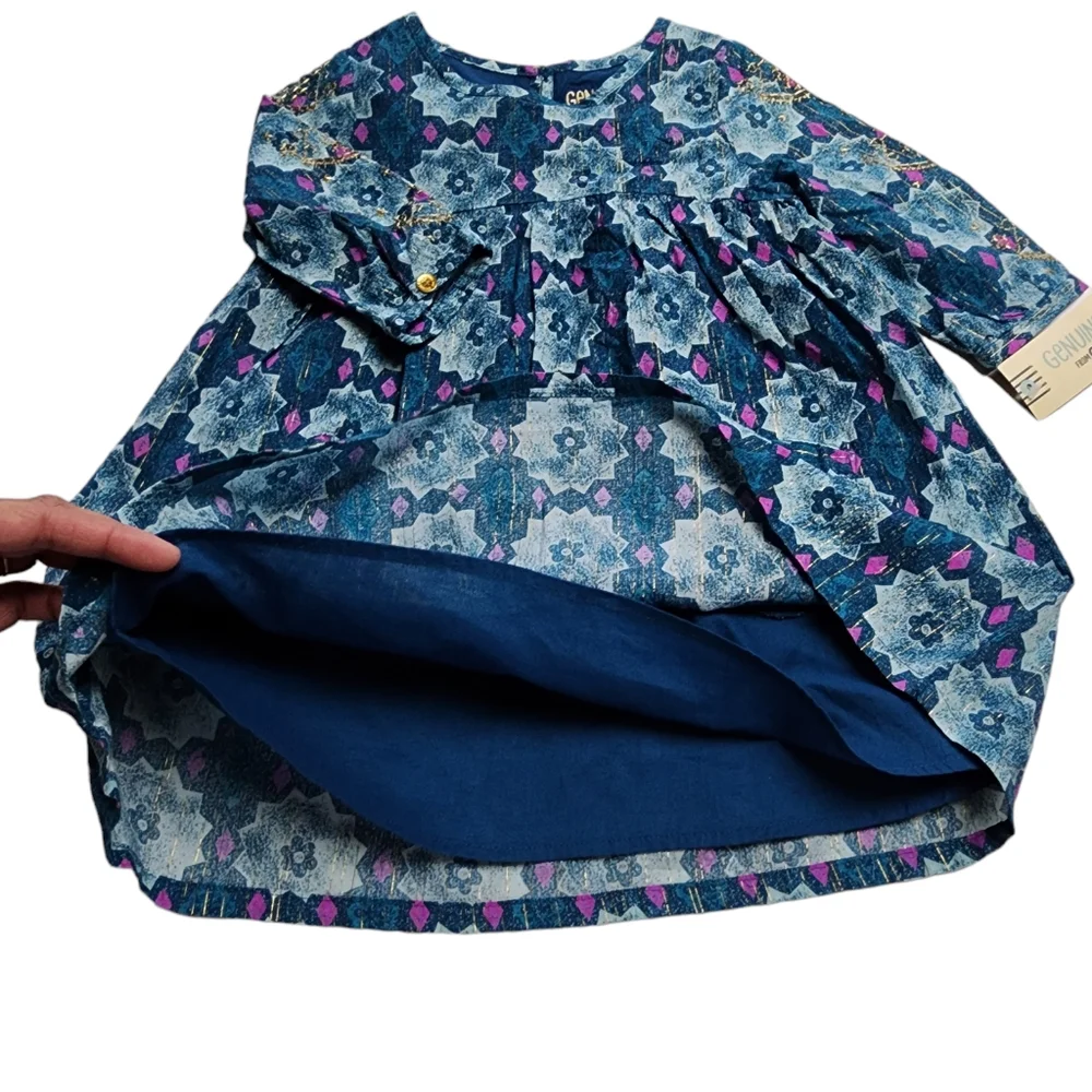 Genuine Kids from Oshkosh Floral Dress with Golden Accents Kids Girls Si…